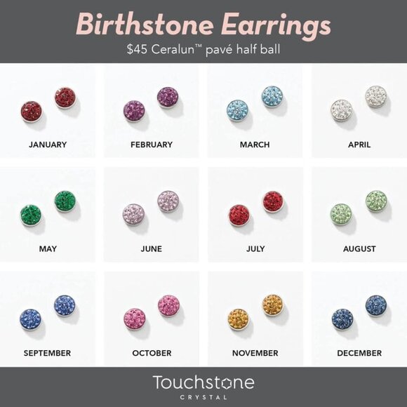 Touchstone Crystal October Birthstone Stud Earrings | Rose | Swarovski - Picture 2 of 2